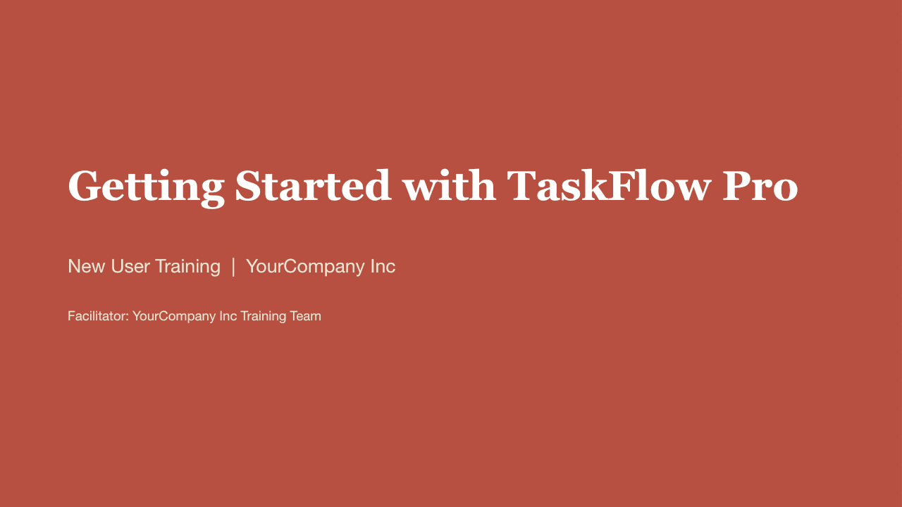 TaskFlow team onboarding, first slide