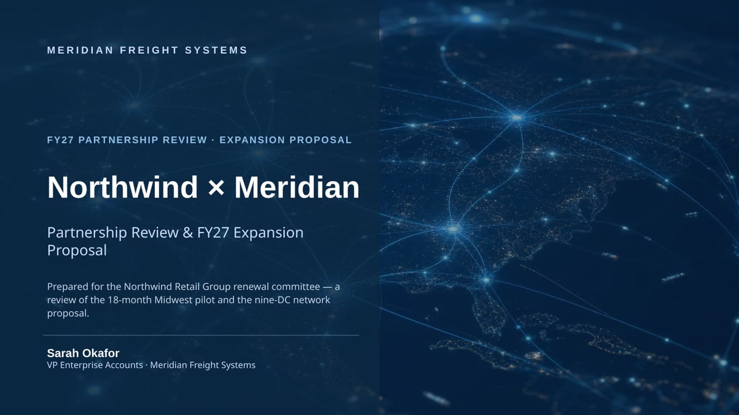 Northwind × Meridian — a renewal & expansion proposal — slide 1 of 14